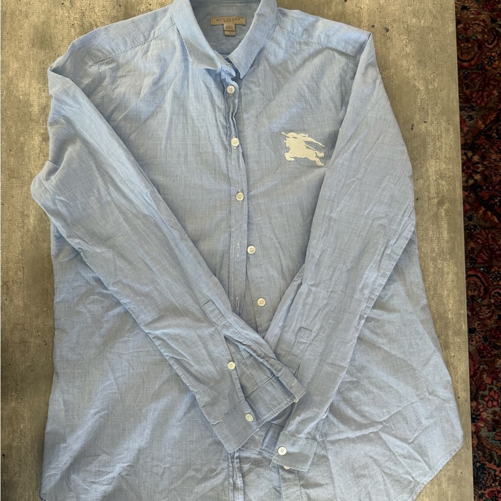 Burberry Brit Button-Up Light Blue Women’s Shirt with Embroidered Logo